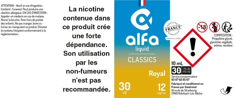 étiquette Royal Alfaliquid